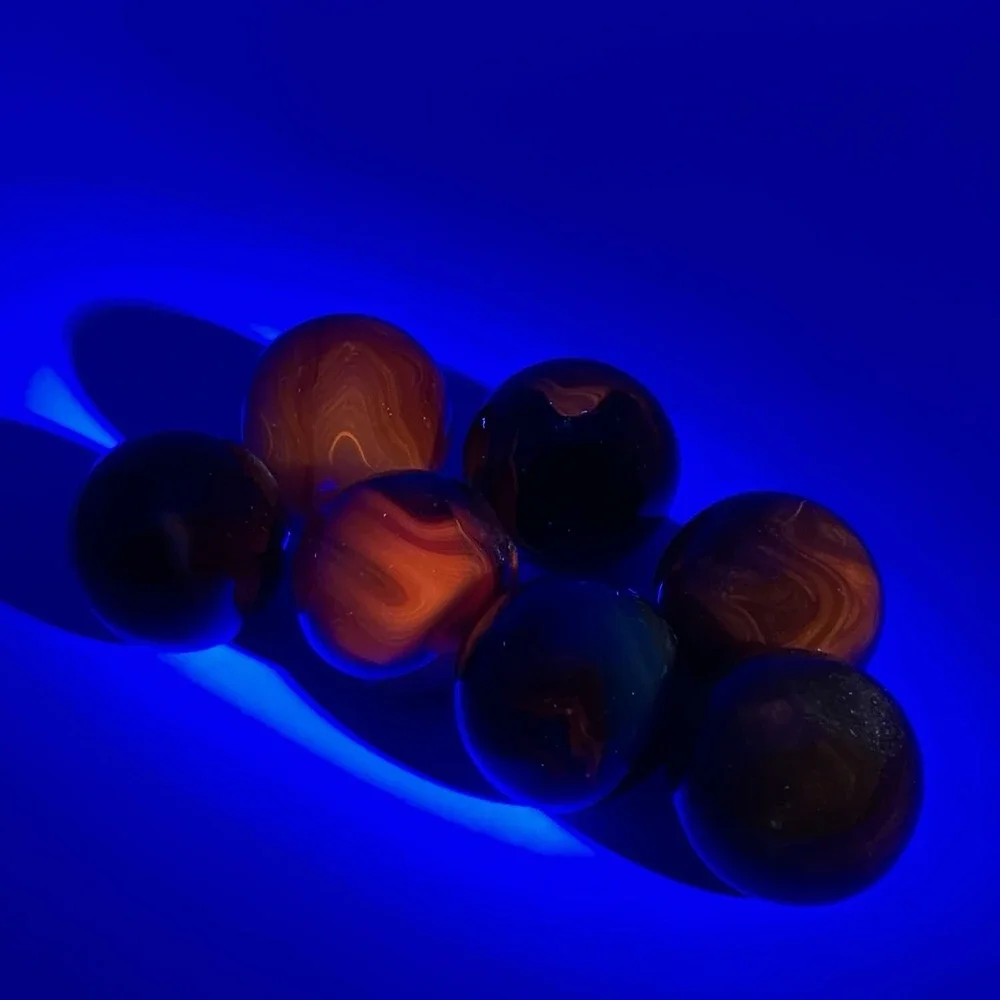 7 - Vintage Glass Marbles / Assorted Mix + Cadmium / Shooters / Glows / No 22